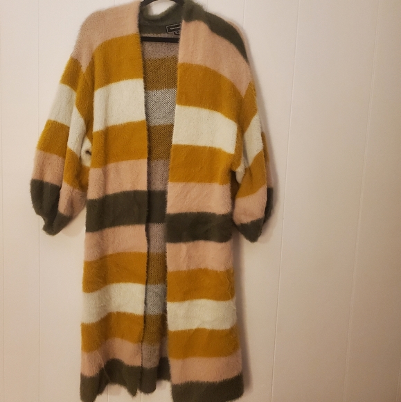 Striped Fuzzy Openfront Cardigan - Picture 1 of 3